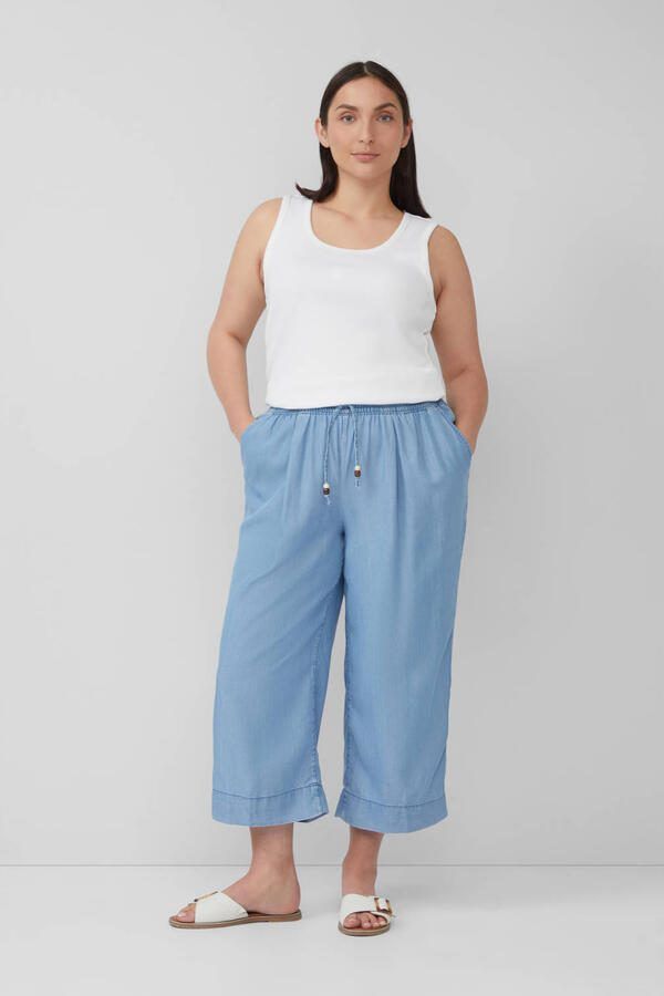 S.Oliver Curve straight regular waist cropped broek blauw