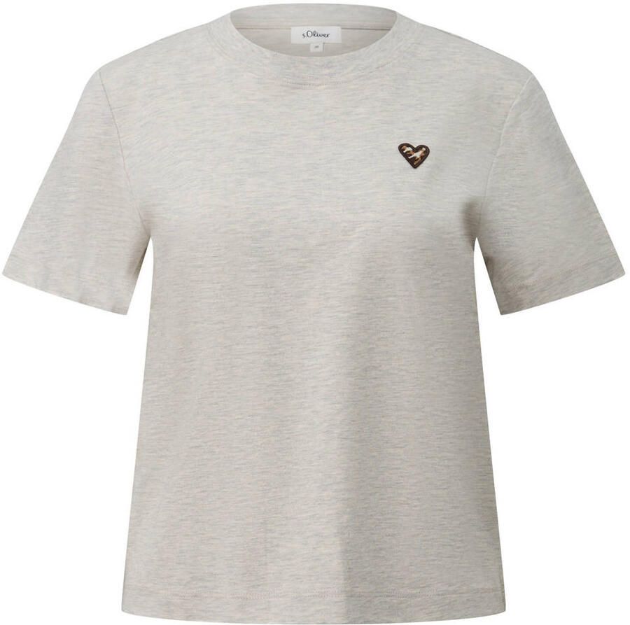 S.Oliver Curve T-shirt met borduursels Plus Size lichtgrijs