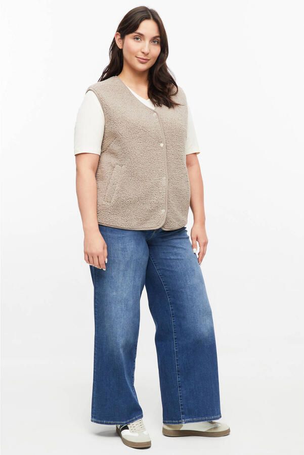 S.Oliver Curve teddy gilet Plus Size taupe - Foto 2