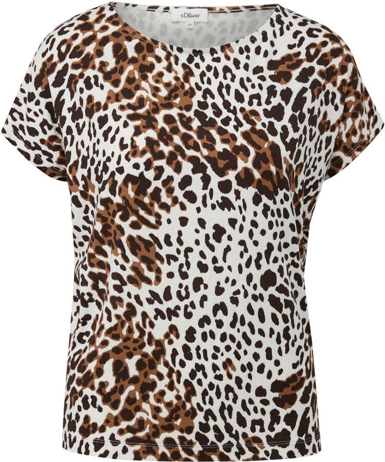 S.Oliver Curve top Plus Size met print ecru