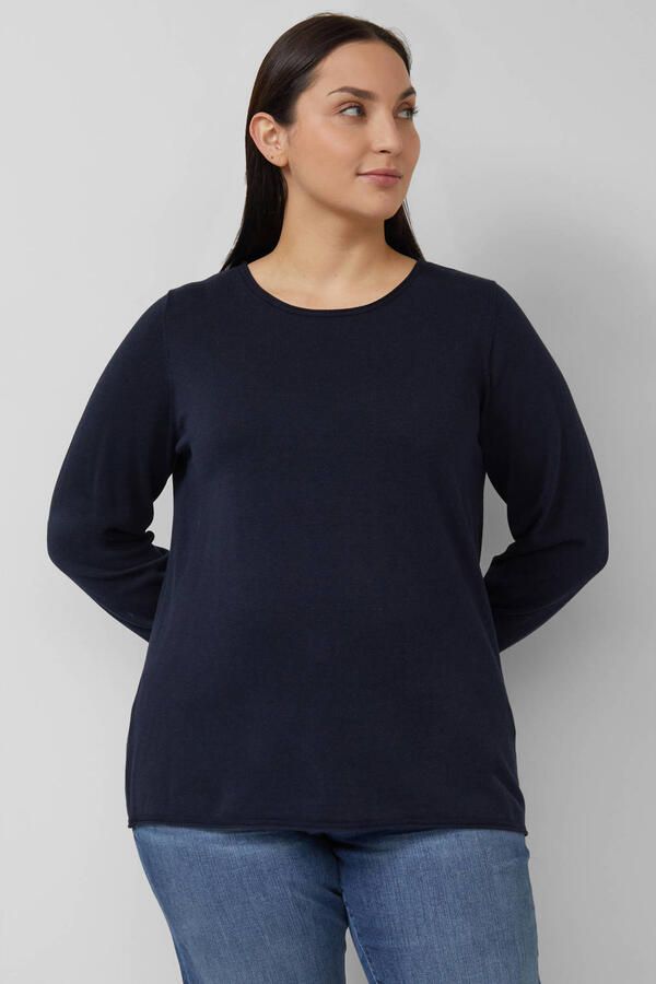 S.Oliver Curve trui marineblauw fijn gebreid