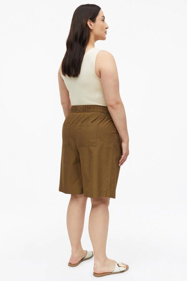 S.Oliver Curve wide leg bermuda short met plooien Plus Size bruin - Foto 2