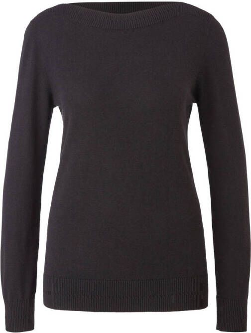 S.Oliver Gebreide trui met decoratieve ribstrook bij de hals