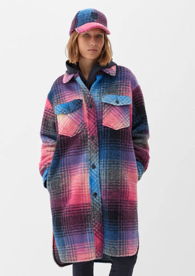 S.Oliver RED LABEL Lange jas met all-over motief model 'Wool Check'