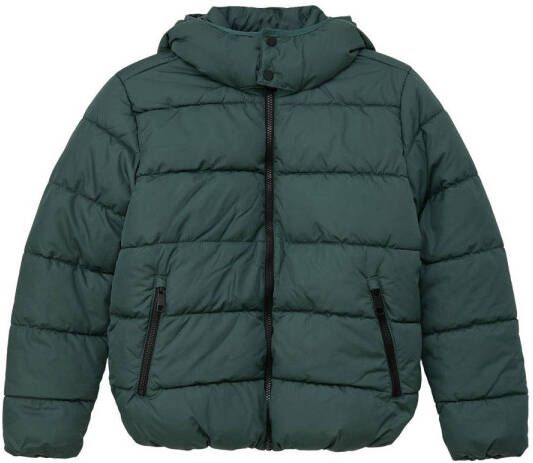S.Oliver gewatteerde winterjas donkergroen Jongens Polyester Capuchon Effen 152