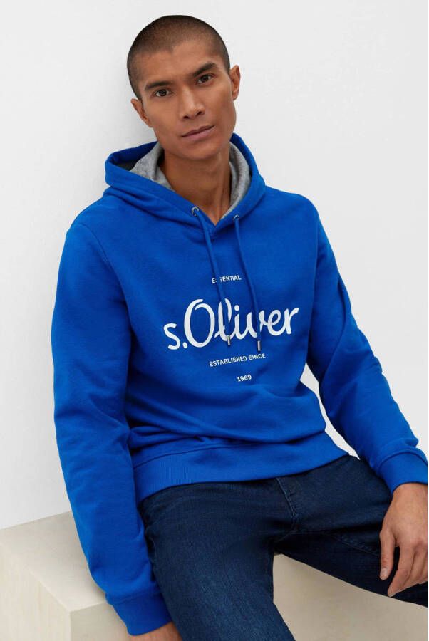 s.Oliver hoodie met printopdruk blauw