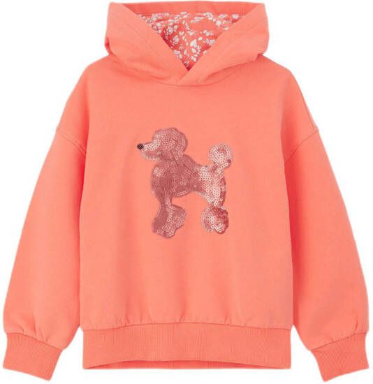 S.Oliver hoodie met printopdruk en pailletten oranje