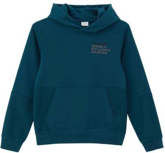 S.Oliver hoodie met printopdruk petrol Sweater Blauw Printopdruk 164