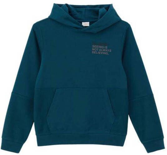 S.Oliver hoodie met printopdruk petrol Sweater Blauw Printopdruk 140