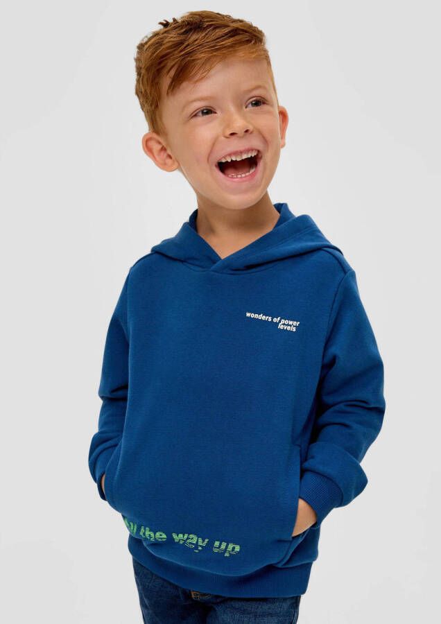 s.Oliver hoodie met tekst hardblauw