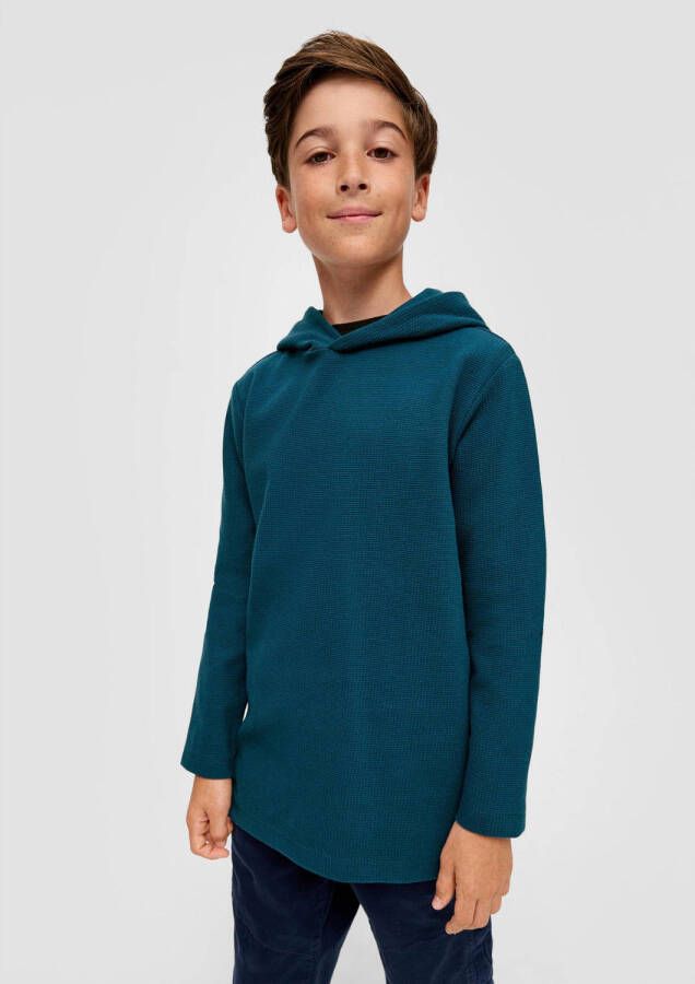S.Oliver hoodie petrol Sweater Blauw Effen 152 | Sweater van