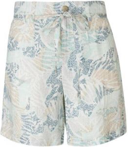 S.Oliver linnen korte broek met all over print lichtgroen blauw beige