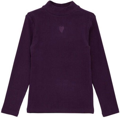 S.Oliver longsleeve met printopdruk paars Meisjes Katoen Opstaande kraag 116 122