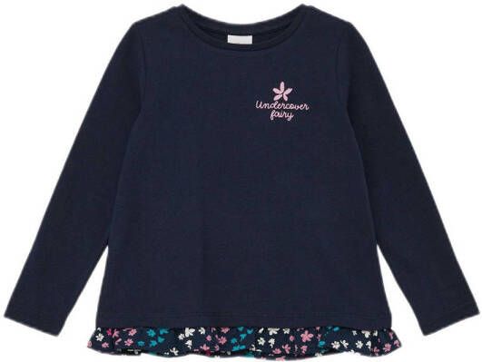 s.Oliver longsleeve met ruches donkerblauw