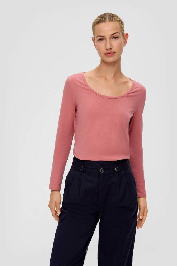 S.Oliver RED LABEL Shirt met lange mouwen en boothals model 'Basic'