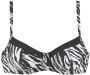 S.Oliver niet-voorgevormde beugel bikinitop met zebraprint zwart wit - Thumbnail 1