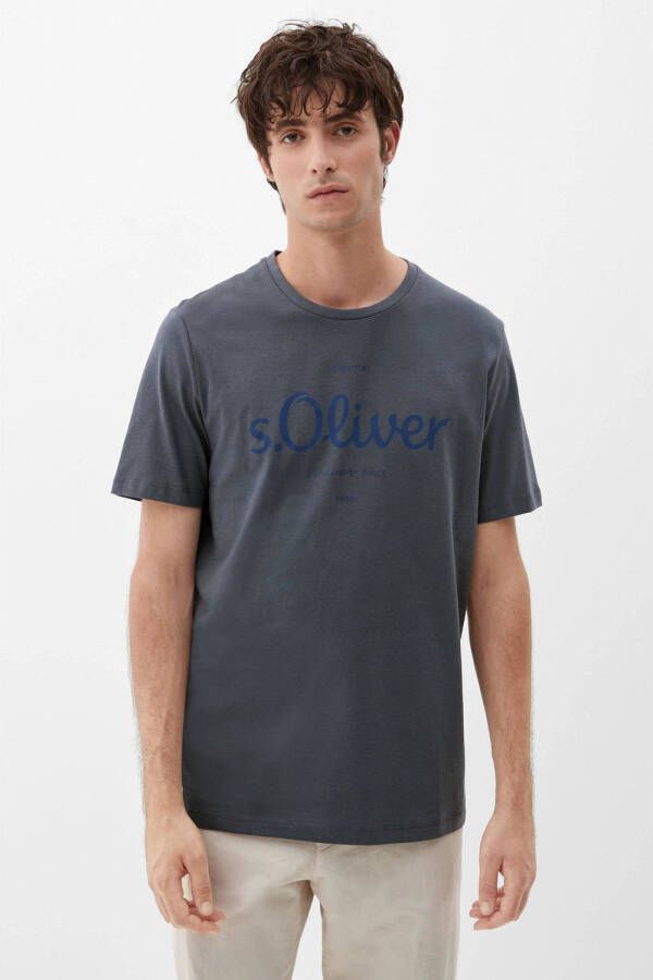 S.Oliver regular fit T-shirt met logo grijs