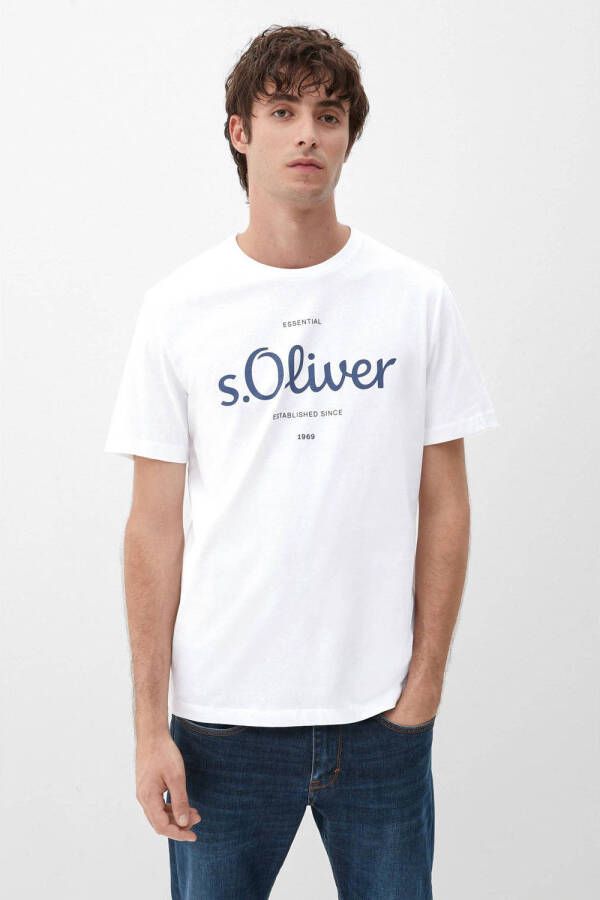S.Oliver regular fit T-shirt met logo wit