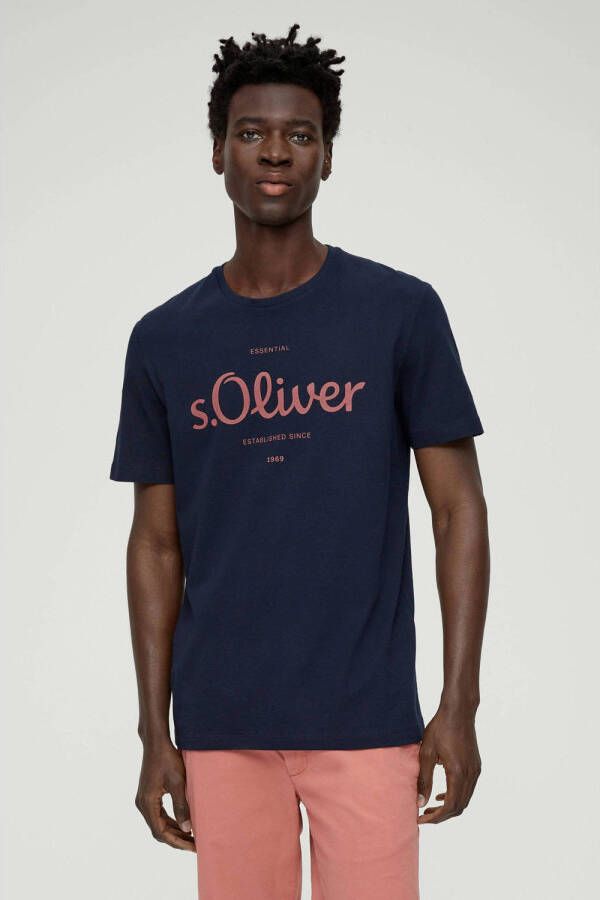 S.Oliver regular fit T-shirt met printopdruk bblauw zwart