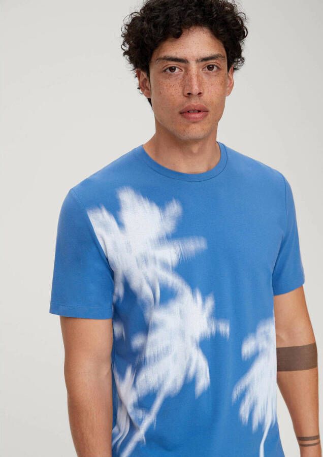 S.Oliver regular fit T-shirt met printopdruk blauw