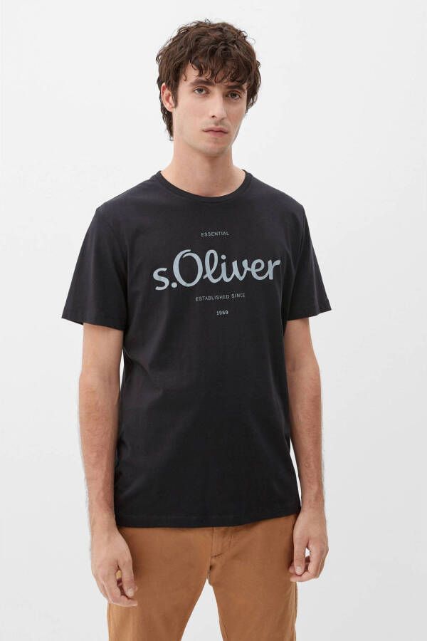 S.Oliver regular fit T-shirt met printopdruk dark denim