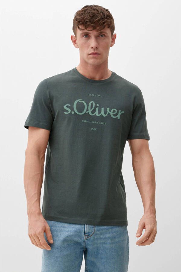 S.Oliver regular fit T-shirt met printopdruk donkergroen