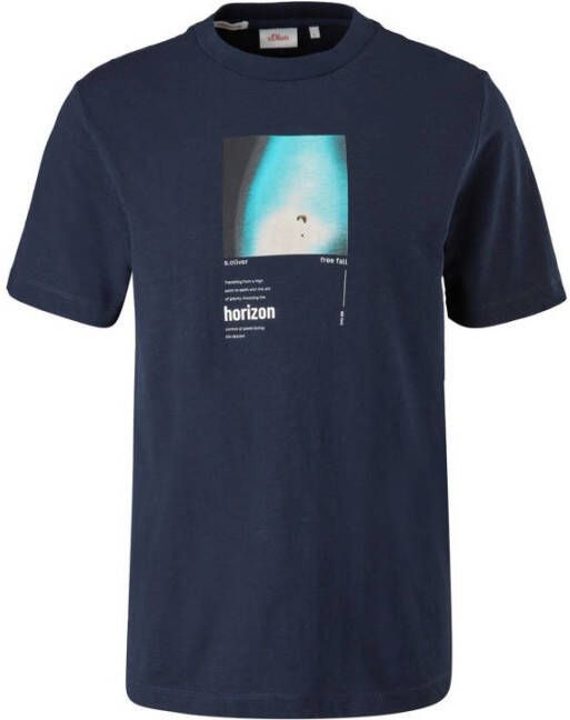 S.Oliver regular fit T-shirt met printopdruk marine