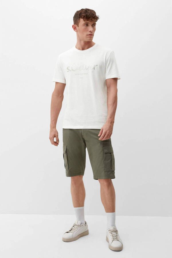 S.Oliver regular fit T-shirt met printopdruk wit
