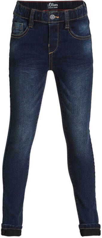 S.Oliver slim fit jeans donkerblauw Jongens Stretchdenim 104