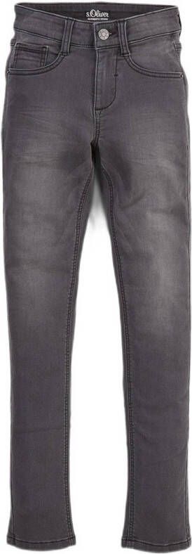 S.Oliver slim fit jeans grijs stonewashed Jongens Stretchdenim Effen 146