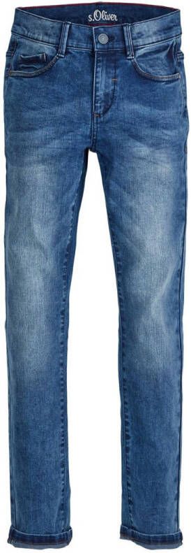 S.Oliver slim fit jeans stonewashed Blauw Jongens Stretchdenim Effen 140 - Foto 3