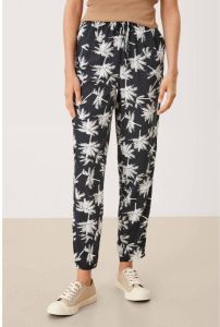 S.Oliver slim fit sweatpants met all over print donkerblauw wit