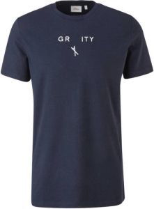 S.Oliver slim fit T-shirt met tekst marine