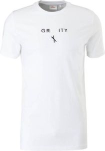 S.Oliver slim fit T-shirt met tekst wit
