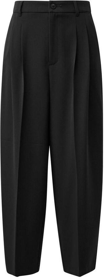 S.Oliver barrel cropped pantalon met plooien zwart