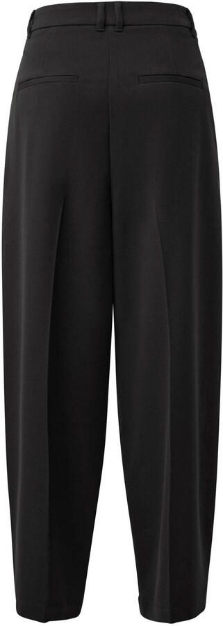 S.Oliver barrel cropped pantalon met plooien zwart