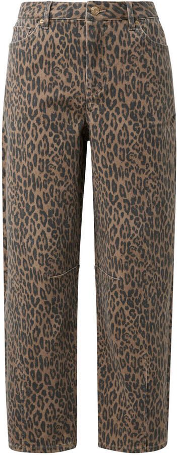S.Oliver barrel jeans met panterprint bruin