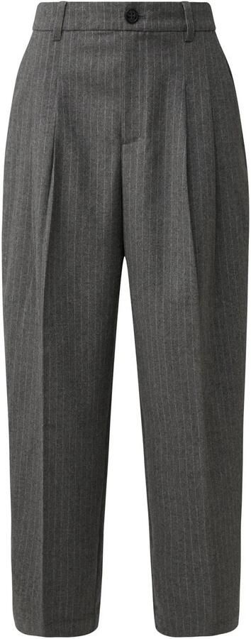 S.Oliver barrel pantalon met plooien en krijtstreep antraciet