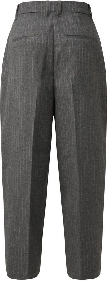 S.Oliver barrel pantalon met plooien en krijtstreep antraciet