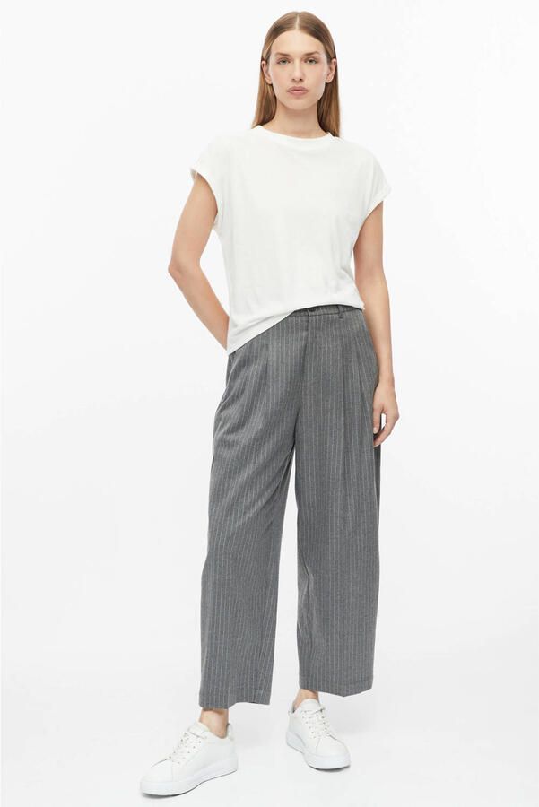 S.Oliver barrel pantalon met plooien en krijtstreep antraciet - Foto 3