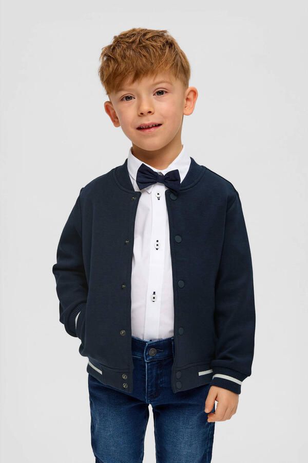 S.Oliver baseball jacket donkerblauw wit Jas Jongens Katoen Opstaande kraag 104 110 - Foto 2