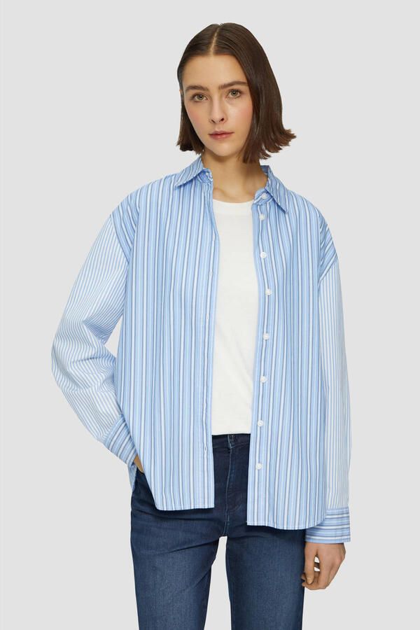 S.Oliver RED LABEL Relaxed fit overhemdblouse van katoen en popeline met streepmotief