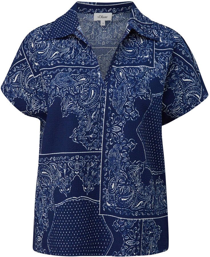 S.Oliver blouse met paisleyprint donkerblauw