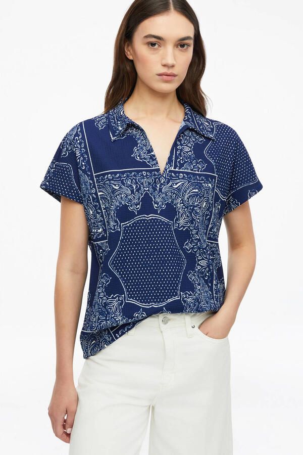 S.Oliver blouse met paisleyprint donkerblauw - Foto 3