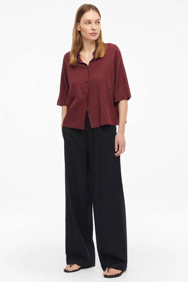 S.Oliver blouse met linnen donkerrood - Foto 3