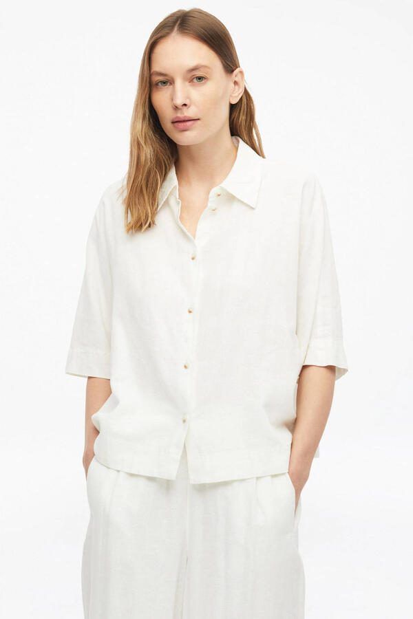S.Oliver blouse met linnen wit