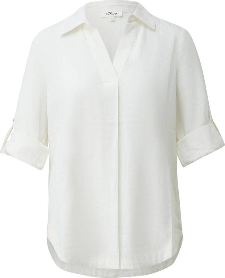 S.Oliver RED LABEL relaxed fit overhemdblouse van mix van linnen en viscose