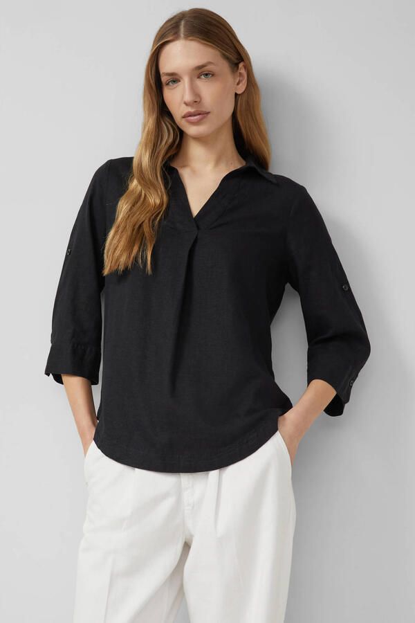 S.Oliver RED LABEL relaxed fit overhemdblouse van mix van linnen en viscose