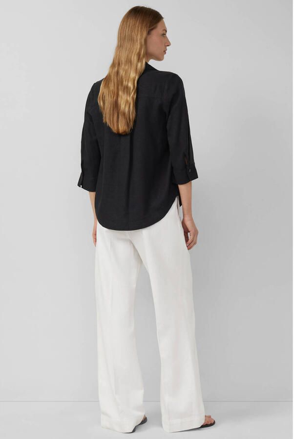 S.Oliver RED LABEL relaxed fit overhemdblouse van mix van linnen en viscose - Foto 2