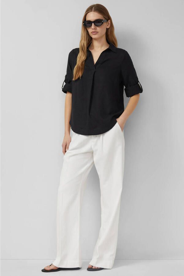 S.Oliver RED LABEL relaxed fit overhemdblouse van mix van linnen en viscose - Foto 3